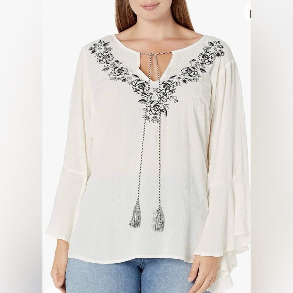 City Chic White Boho Top Size XL/22